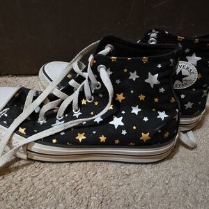 Converse Black High-Top Sneakers with Star Pattern